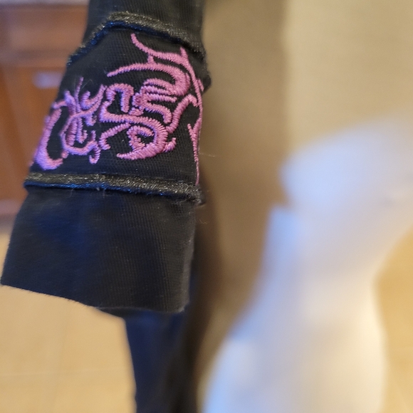 ♦️◾️EUC~ RIDERDIE Black Skull Embroidered Shirt - Picture 4 of 9